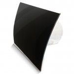 Pro-Design Badlüfter – mit Nachlauf + Feuchtigkeitsensor (KW100H) – Ø 100 mm – gewölbtes Glas – glänzend Schwarz