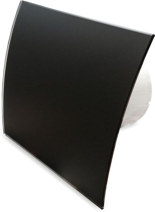 Pro-Design Badlüfter - mit Nachlauf (KW100T) - Ø100 mm - gewölbtes GLAS - matt Schwarz