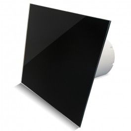 Pro-Design Badlüfter – mit Nachlauf + Feuchtigkeitsensor (KW100H) – Ø 100 mm – flaches GLAS – glänzend Schwarz