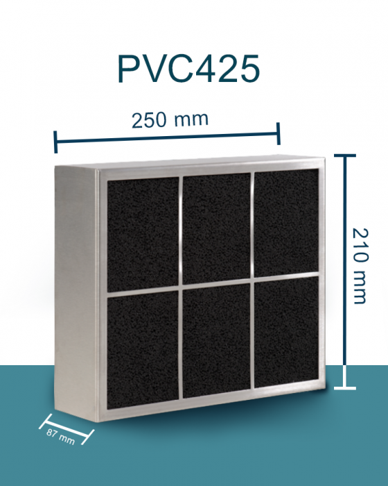 PuriVent CARRE Filter für Einbaudunstabzugshauben – 400 m3/h - 210 x 250 mm – Anschluss Ø 150 mm