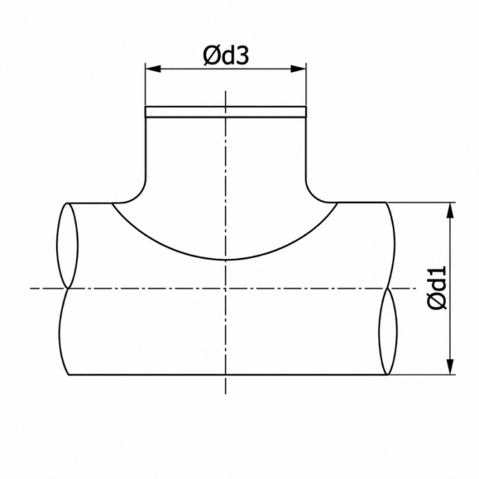 Wickelfalzrohr Sattelstutzen mit Dichtung Ø 250 mm mit 90°- Abgangsrohr Ø 100 mm