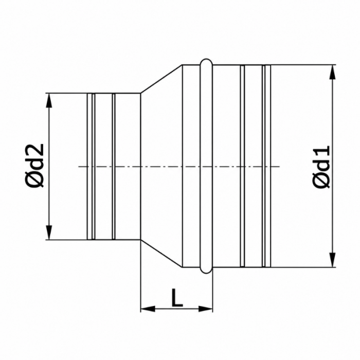 Reduzierstück für Wickelfalzrohr von Ø  315 mm auf Ø 300 mm