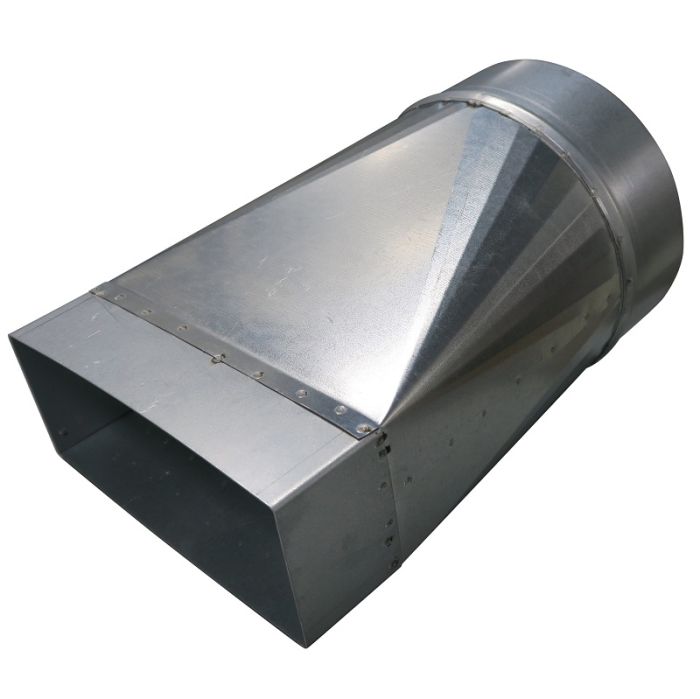 Flachkanal Reduzierung Asymmetrisch von 220 mm x 80 mm zu rund Ø 150 mm