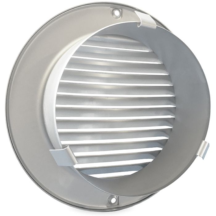Rundes Lüftungsgitter mit Anschlussrohr Ø 125 mm - Gebürsteter Edelstahl