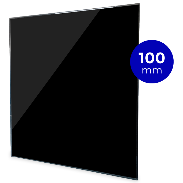 Design-Lüftungsgitter quadratisch (Abluft & Zuluft) Ø100 mm – GLAS flach – glänzendes Schwarz