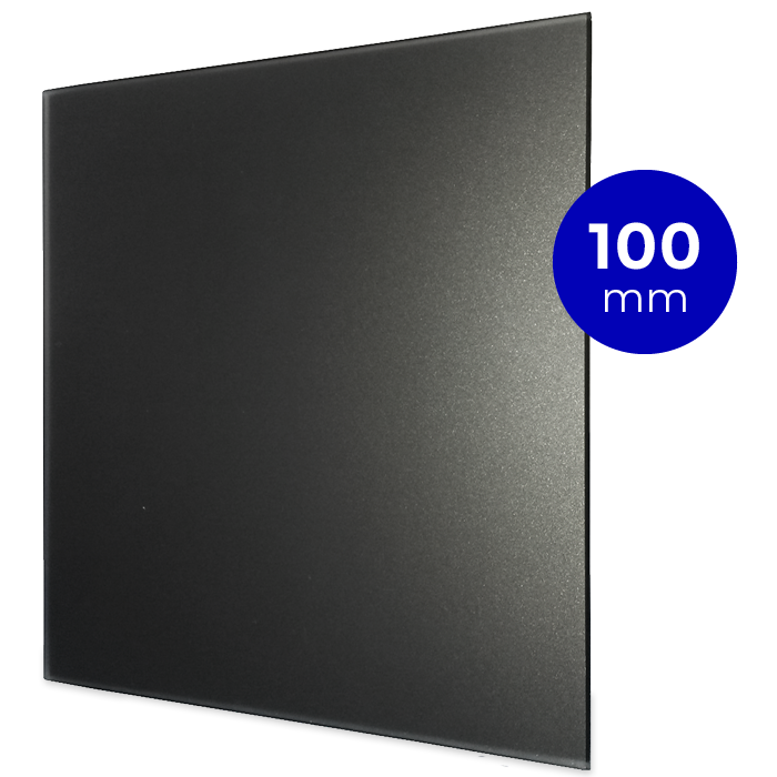 Design-Lüftungsgitter quadratisch (Abluft & Zuluft) Ø 100 mm – GLAS flach – matt Schwarz
