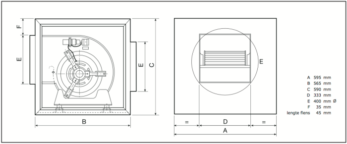 Chaysol Airbox Boxventilator UPE 10/10 CM-AL, 3200 m3/h, 550 W/4P, 4,5 A