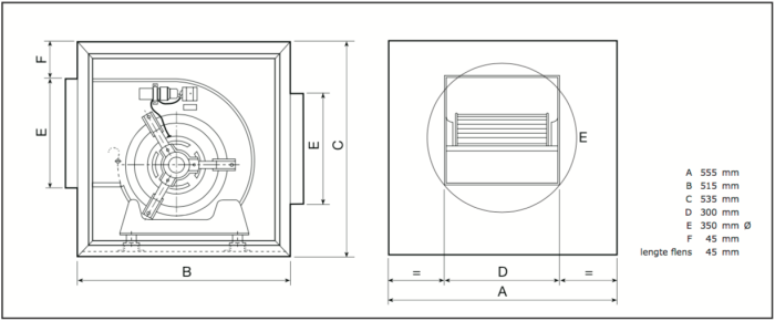 CHAYSOL airbox Lüftungsbox (UPE 9/9) Typ Compacta - 2000 m3/h (bei 150 Pa) 350-mm-Anschluss CHAYSOL airbox Lüftungsbox (UPE 9/9) Typ Compacta - 2000 m3/h (bei 150 Pa) 350-mm-Anschluss