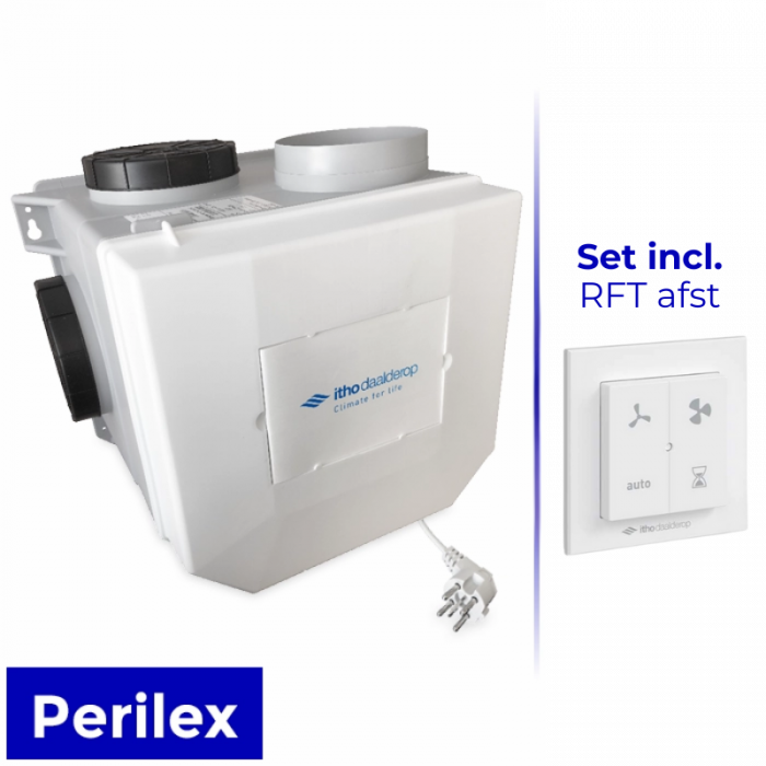 Itho Wohnraumlüftung mit Feuchtigkeitssensor CVE-S ECO RFT SP – Perilex – inklusive RFT AUTO Fernbedienung