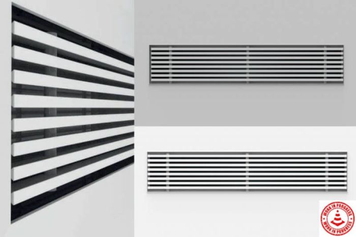 Einbaufähiges rahmenloses Wandgitter - 210x50mm - für Kanal 220 x 55mm