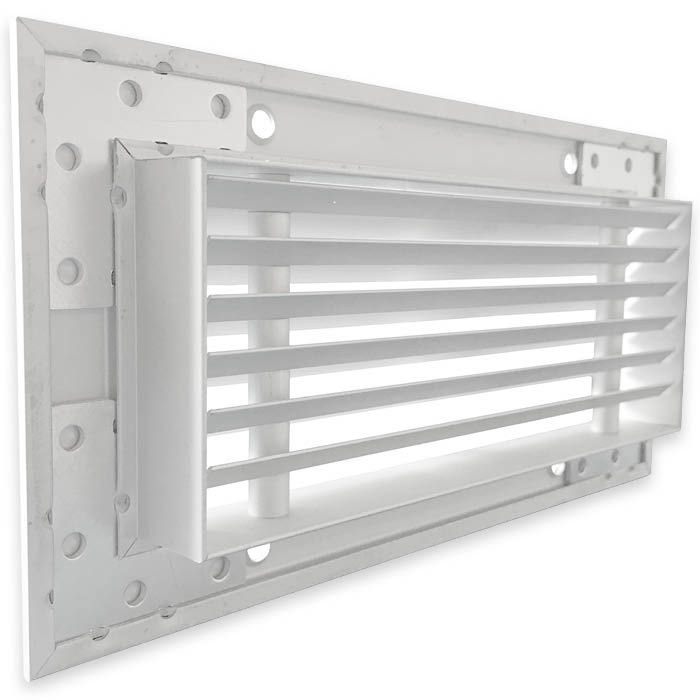 Tafelgitter bündiger Einbau für Lochgröße (BxH) 170 x 70 mm - 45º Lamellen - Aluminium Tafelgitter bündiger Einbau für Lochgröße (BxH) 170 x 70 mm - 45º Lamellen - Aluminium