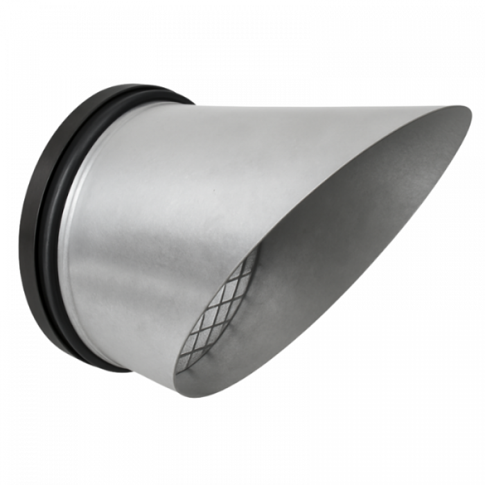 Wickelfalz Ausblasstutzen 45° Ø 355mm mit Gaze und mit Dichtung