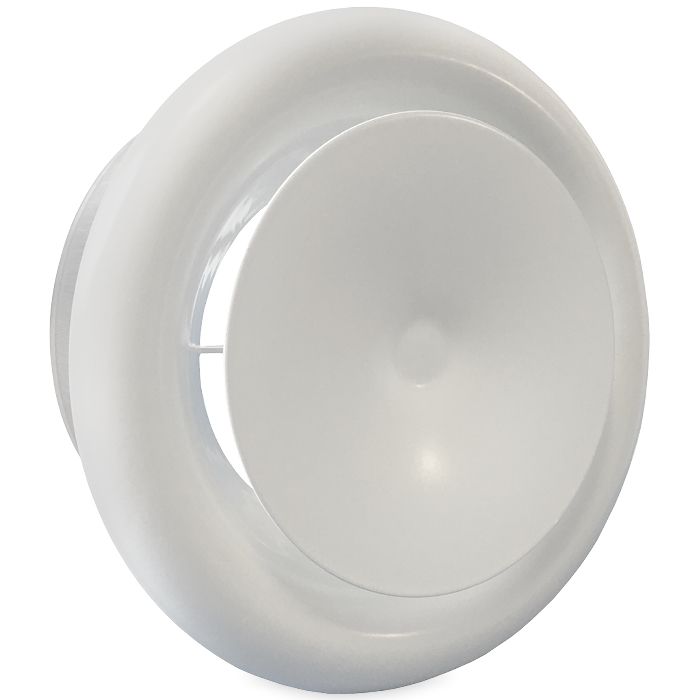 Tellerventil Metall - Zuluft - Ø 80 mm - mit Einbauring - weiß