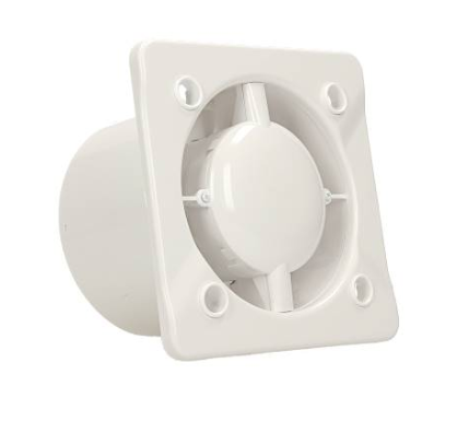 Pro-Design Badlüfter – mit Nachlauf + Feuchtigkeitssensor (KW100H) – Ø 100 mm – flacher Kunststoff – Weiß