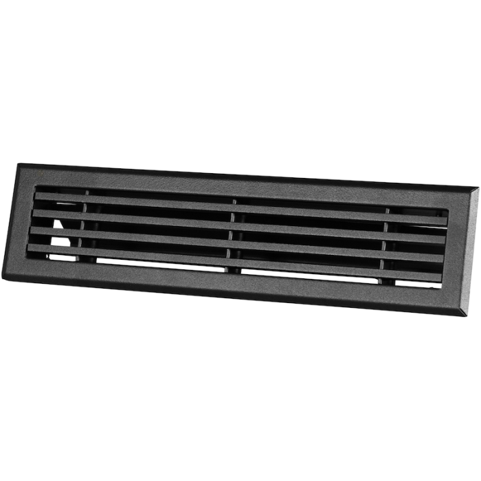 Wandgitter mit Mengenregler für 220 x 80 mm - Stahl - SCHWARZ RAL9005