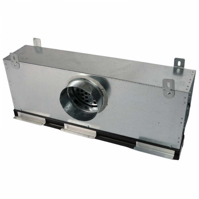 Verputzbares, rahmenloses Liniengitter - 600mm - unisolierter Anschlusskasten Ø125mm - ABLEITUNG Verputzbares, rahmenloses Liniengitter - 600mm - unisolierter Anschlusskasten Ø125mm - ABLEITUNG