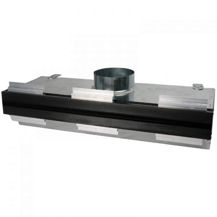 Verputzbares, rahmenloses Liniengitter - 900mm - unisolierter Anschlusskasten Ø125mm - ABLEITUNG