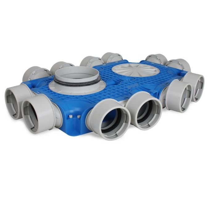 Vent-Axia Uniflexplus + Verteiler 12x Ø 90 mm Seitenanschluss – Ø 160 mm Vent-Axia Uniflexplus + Verteiler 12x Ø 90 mm Seitenanschluss – Ø 160 mm