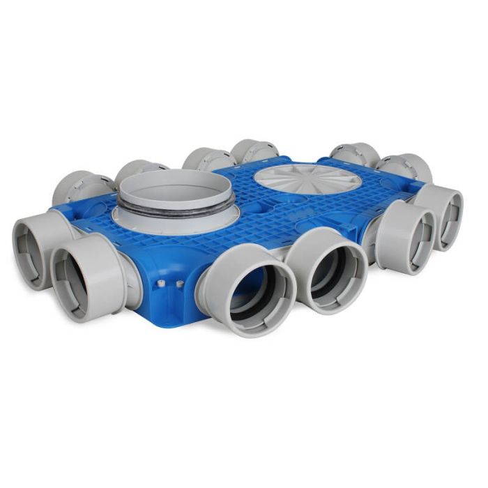 Vent-Axia Uniflexplus + Verteiler 12x Ø 90 mm Seitenanschluss – Ø 180 mm Vent-Axia Uniflexplus + Verteiler 12x Ø 90 mm Seitenanschluss – Ø 180 mm