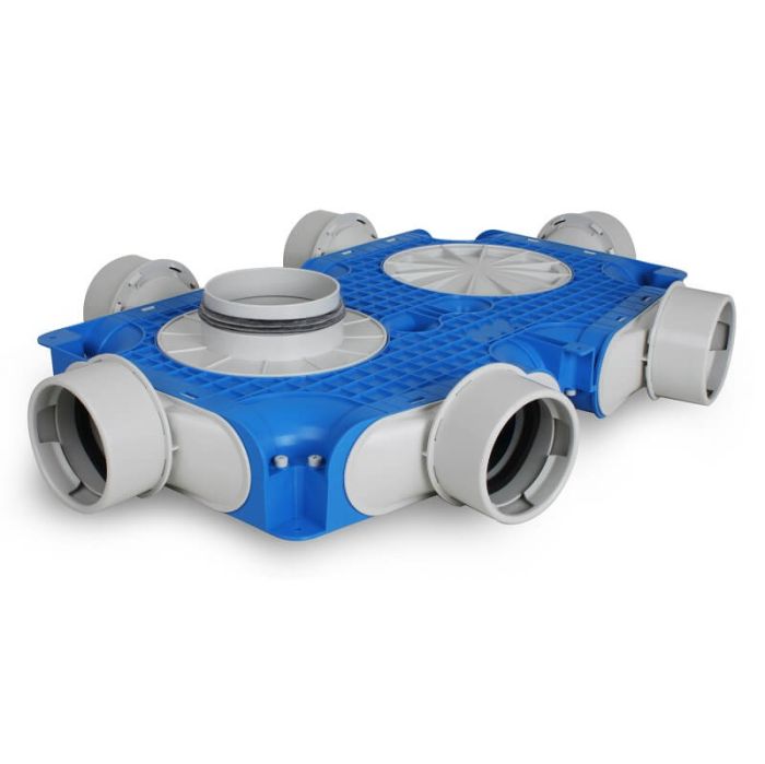 Vent-Axia Uniflexplus + Verteiler 6x Ø 90 mm Seitenanschluss – Ø 125 mm