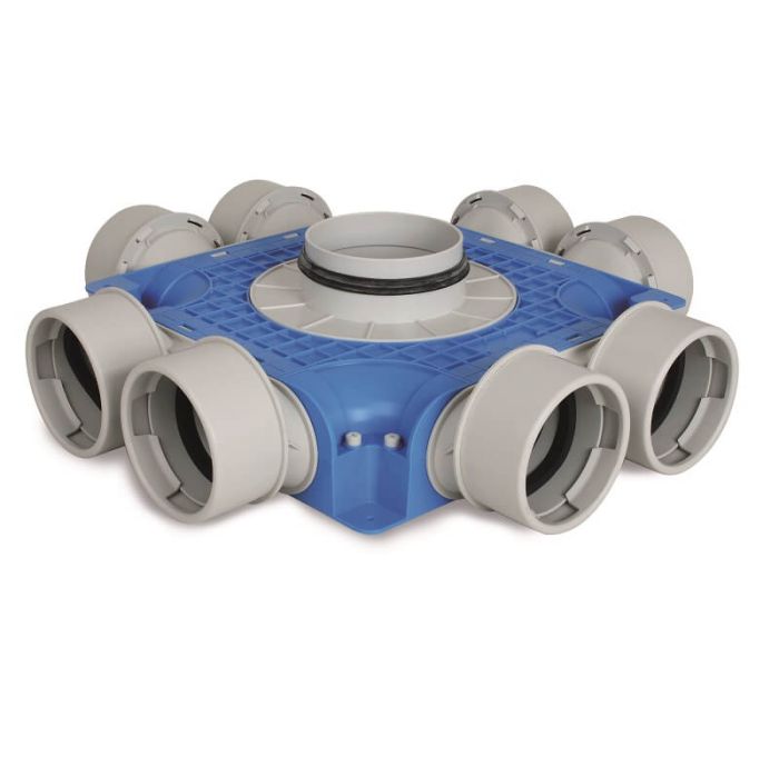 Vent-Axia Uniflexplus + Verteiler 8x Ø 90 mm Seitenanschluss – Ø 125 mm Vent-Axia Uniflexplus + Verteiler 8x Ø 90 mm Seitenanschluss – Ø 125 mm