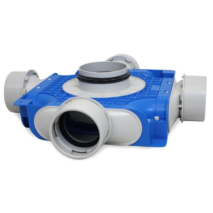Vent-Axia Uniflexplus + Verteiler 4x Ø 90 mm Seitenanschluss – Ø 125 mm