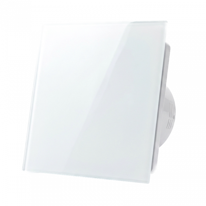 Whisper Pro-Design Badezimmerlüfter - Ø100mm – mit Nachlauf - flaches glas - matt Weiß