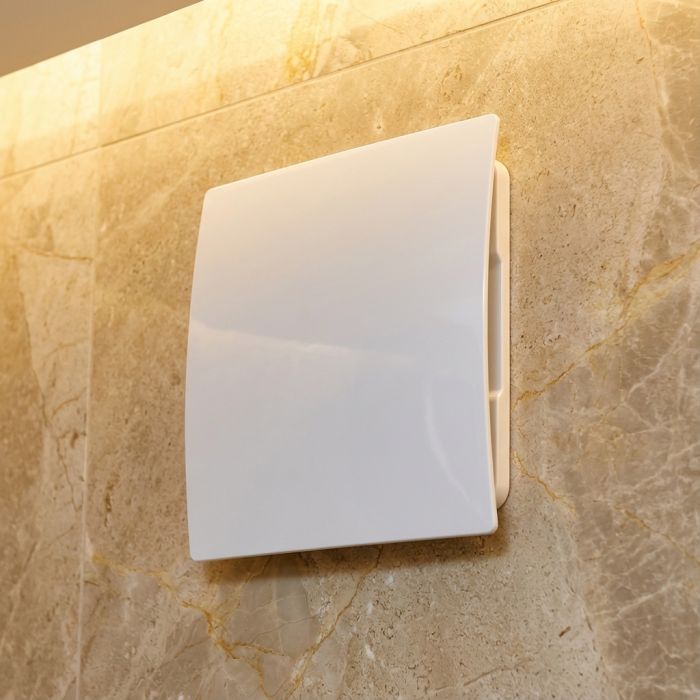 Whisper Pro-Design Badlüfter – mit Nachlauf – Ø 125 mm – Kunststoff – Weiß
