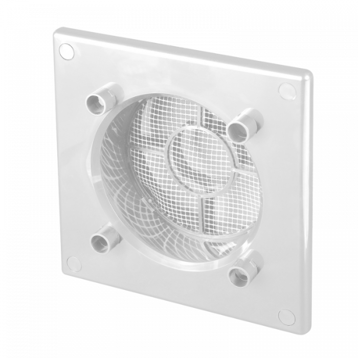Design-Lüftungsgitter quadratisch (Abluft & Zuluft) Ø 125 mm – GLAS flach – matt Schwarz