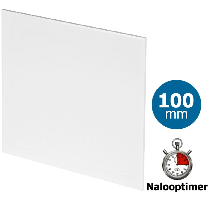 Pro-Design Badlüfter – mit Nachlauf (KW100T) – Ø 100 mm – flacher Kunststoff – Weiß