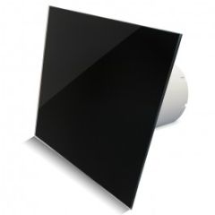 Pro-Design Badlüfter – mit Nachlauf + Feuchtigkeitsensor (KW125H) – Ø 125 mm – flaches GLAS – glänzend Schwarz