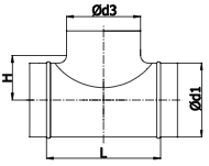 Spiro-Rohr T-Stück 315mm - 315mm 90°